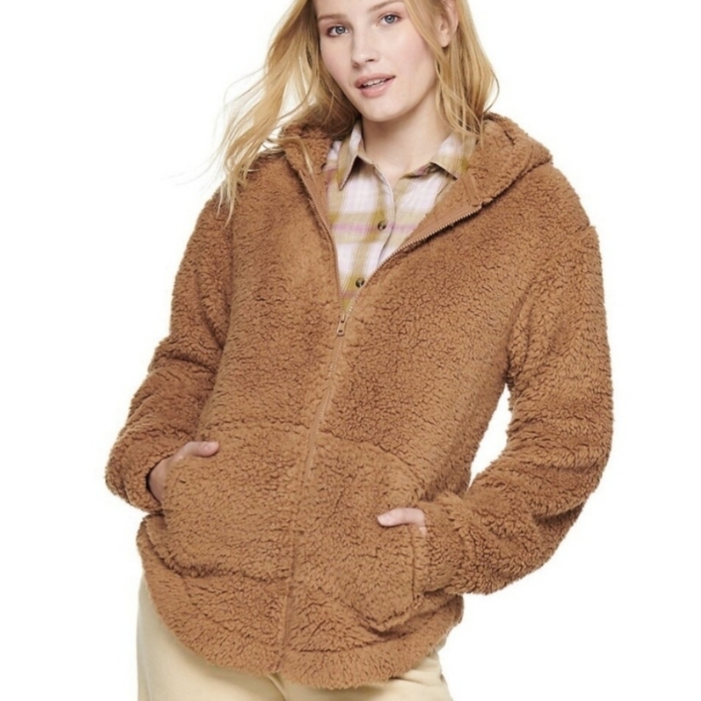 Barefoot Dreams Cozy Chic Plush Full Zip Hoodie Jacket Size Small Beige Cozy